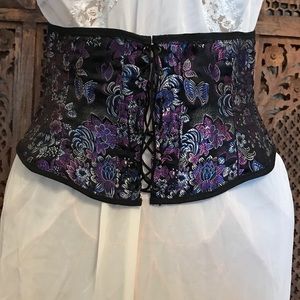 Corset Black Purple Floral Butterflies Boned ❤️❤️